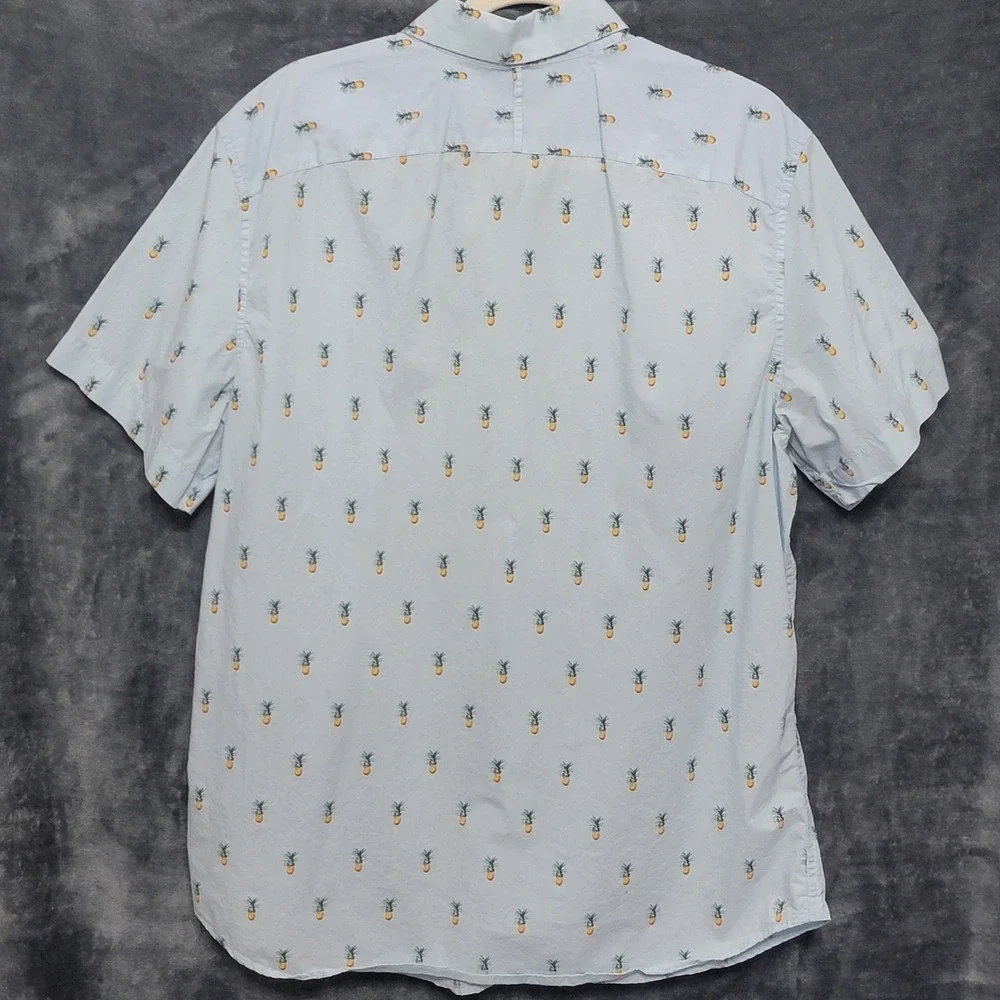 Banana Republic Grant Slim Fit Luxe Stretch Poplin Button Up Shirt XL Pineapple
